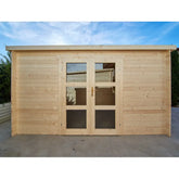 Abri de jardin toit plat 16m² PENTY - madriers 28mm brut - Gardy Shelter Ma boutique